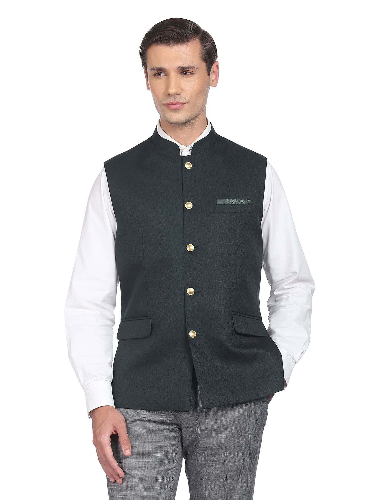 arvind AD Men Regular Fit Nehru Jacket-picture-13