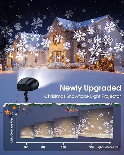 Miniatura 2 de Proyector de copo de nieve de Navidad con luces HD para exteriores, luces LED de doble cabeza con control remoto, IP65 impermeable, para Halloween,