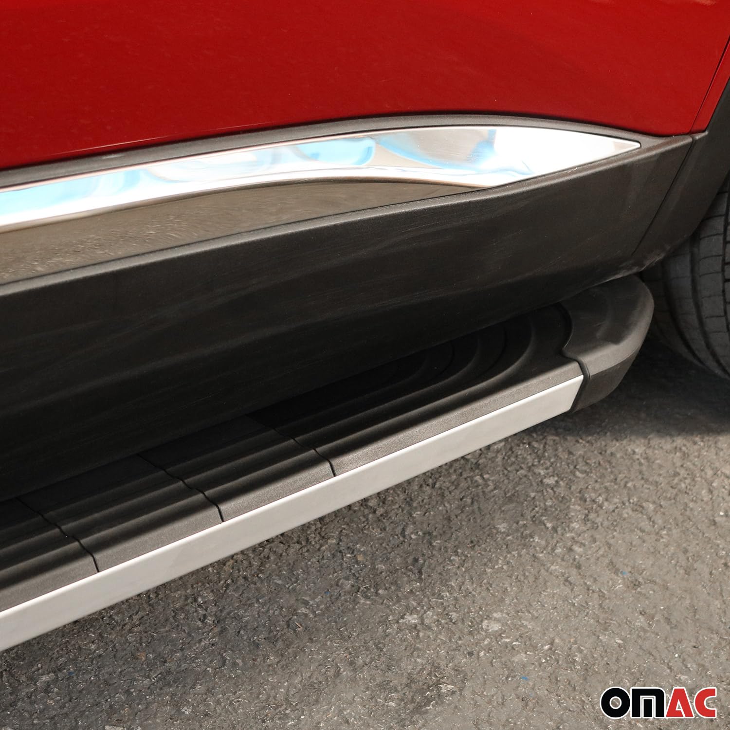 OMAC Trittbretter Seitenschweller kompatibel mit FIAT Ducato 2006-2026 L2 Aluminium Schwarz Grau