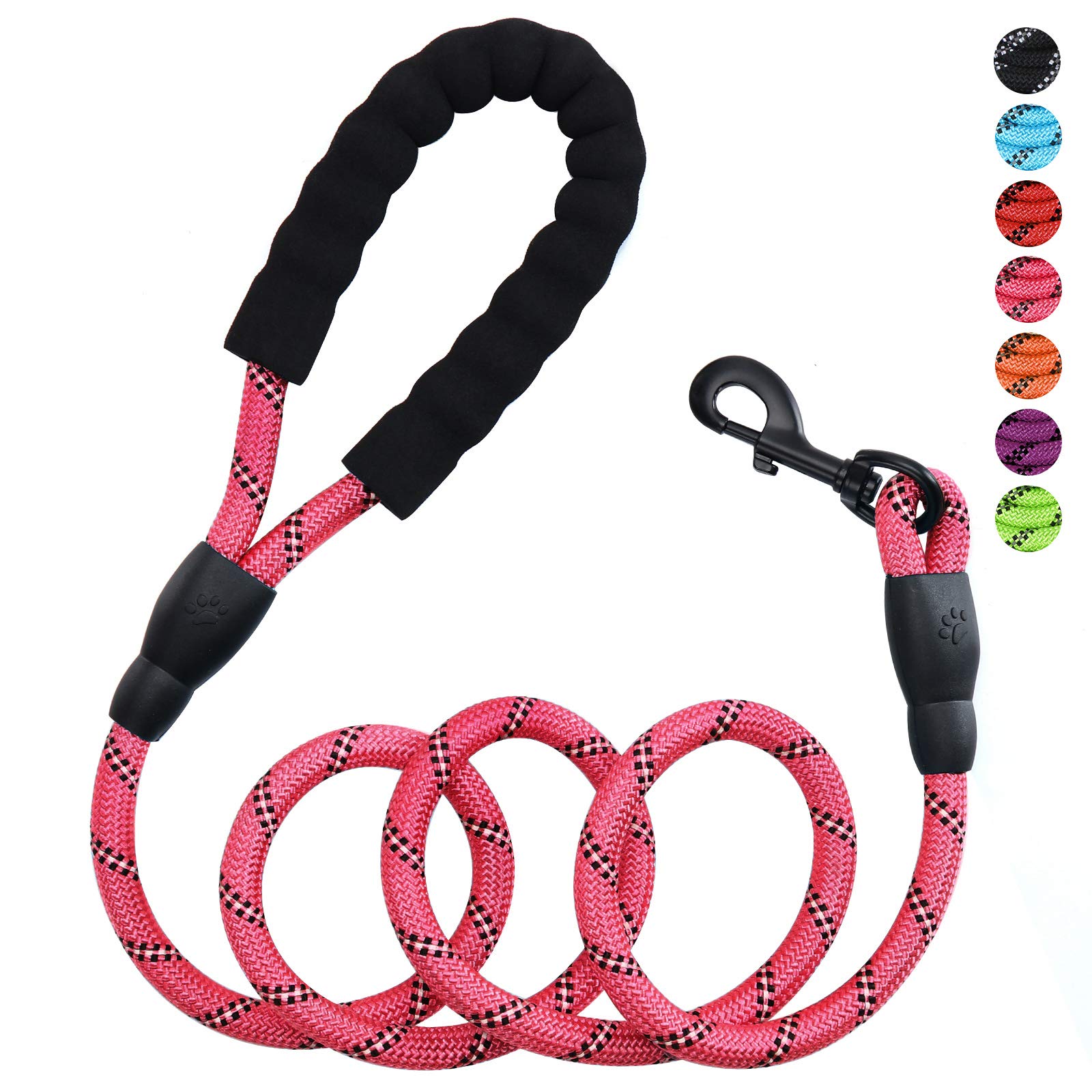 Pink 5ft 1/2in Strong Dog Leash for Large & Medium Dogs - Reflective, Heavy Duty, Comfortable Handle, Perfect Length, Durable Metal Clasp