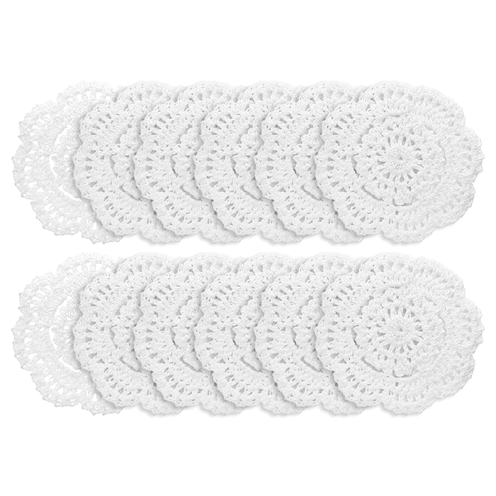 Photo 1 of 12PCS Crochet Doilies, 4 Inch Lace Doilies Cotton, Round Lace Placemats for Cups Coasters Glasses, White Doily Cloth