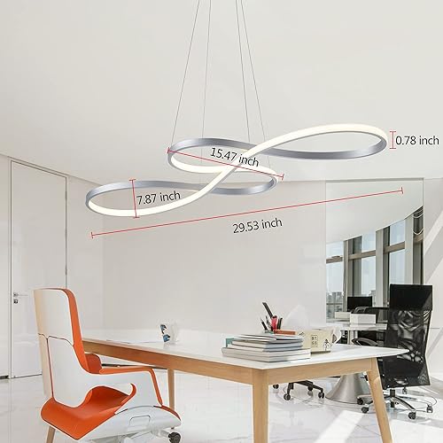Miniatura 5 de SUNMOO Lámpara de araña LED moderna colgante para comedor, lámpara colgante regulable creativa, control remoto, colorbrillo ajustable 3000-6000K,