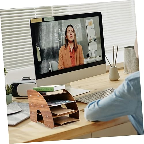 Miniatura 2 de Estantería de múltiples capas Soporte para libros Estante de almacenamiento de madera Soporte de archivo de papel de múltiples capas Paletas de