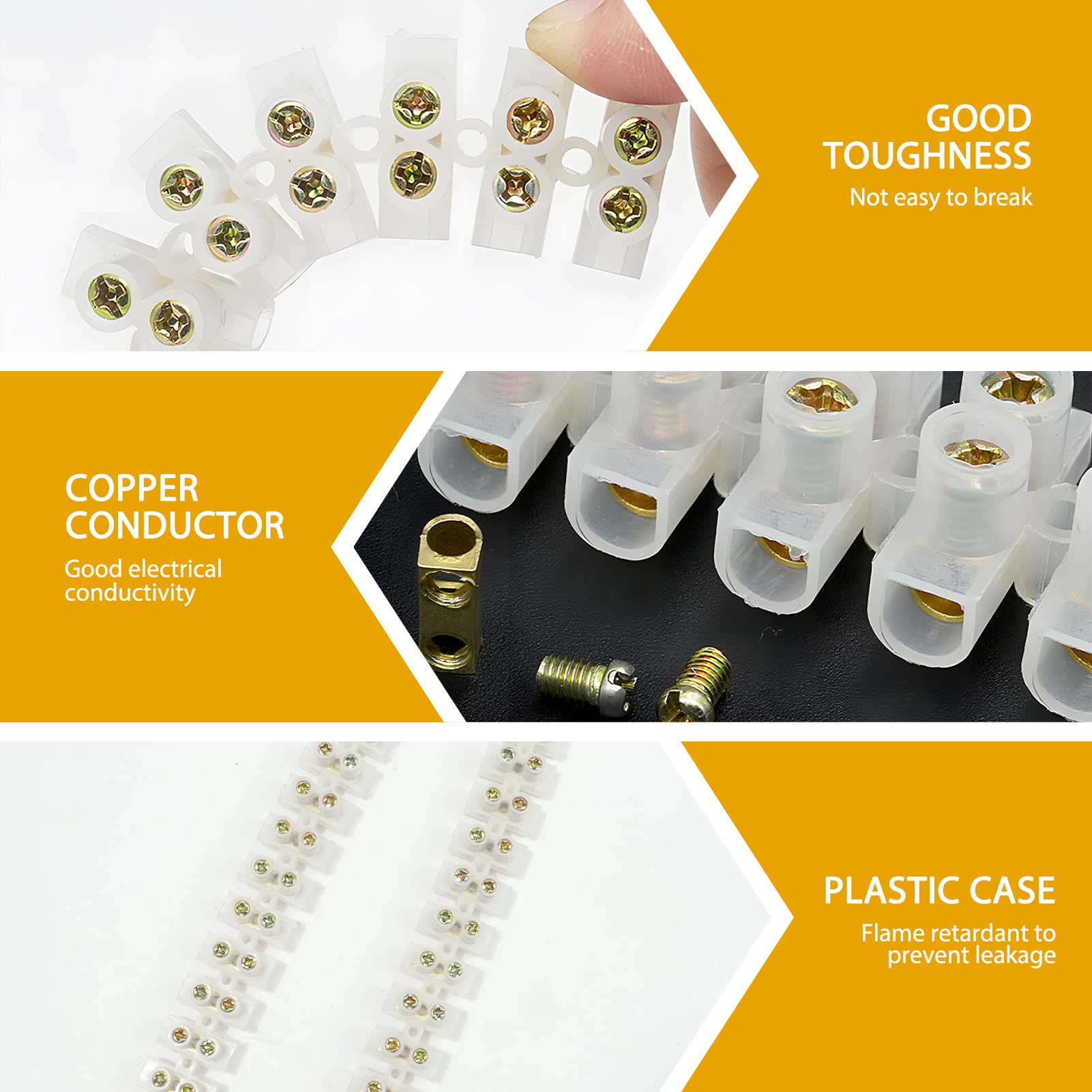 2 Pack 30A Electrical Connector Blocks 30 Amp 12 Way White Terminal Block Strip Electrical Terminal Connector Strips Electric Wire Chocolate Chock Blocks Connecting for Wiring Cable - Image 3