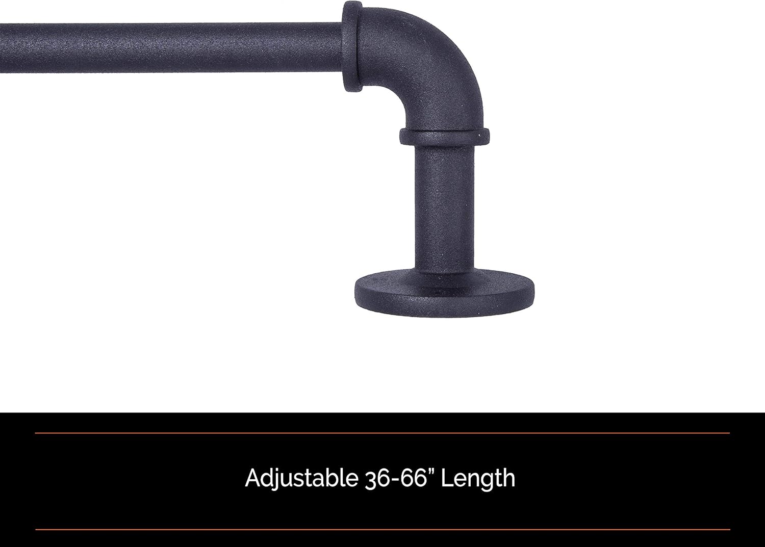 Sun Zero Bronn Industrial Pipe Blackout Wrap Around Double and Single Curtain Rods, 36-66" Adjustable Length