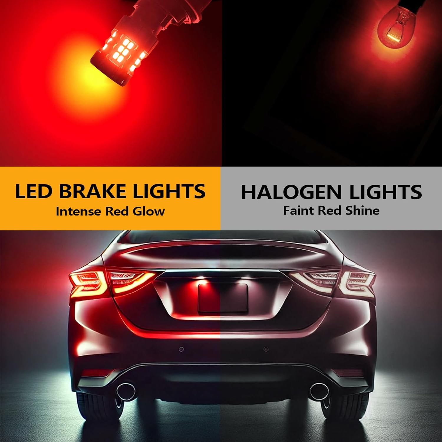 7443 LED Brake Light Bulbs Compatible For Toyota Camry 2007-2009 & 2012-2017, Red Light, Plug and Play, Pack of 2