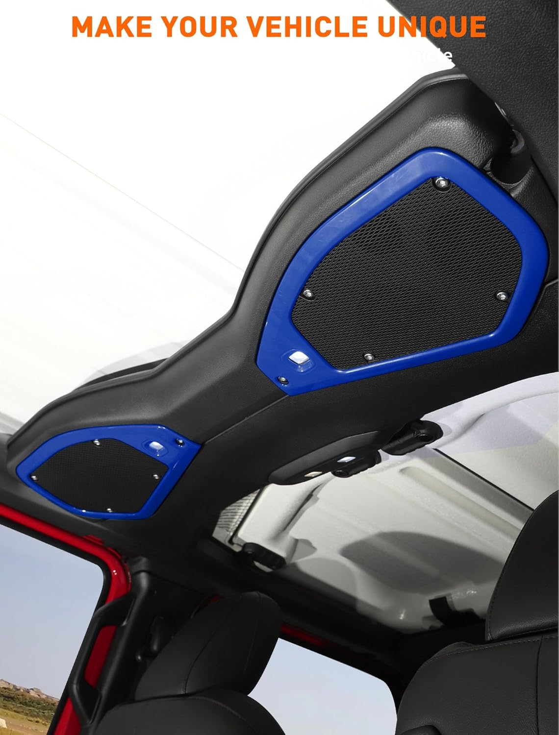Savadicar Overhead Soundbar Speaker Trim Cover for 2024+ Jeep Wrangler (JL) & Gladiator (JT), Enhance Interior Aesthetics with Premium Styling Accent Accessories, Blue, 2 Pcs
