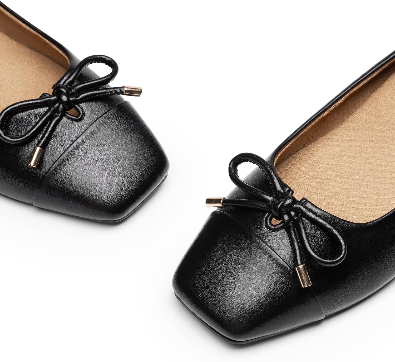 Athlefit Ballet Flats for Women Bow Square Toe Arch Support Ballerina | PU Leather, Flat Chunky Heel, Retro, Mary Jane, Slip On, All-Day Comfort, Work, Commuting, Shopping, for Women Four Seasons