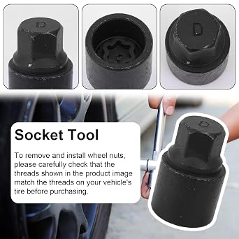 D-Wheel Locking Nut Removal Tool, Special Steel Wheel Anti Theft Lug Nut Key for Dismantling & Installing Anti Theft Lug Removal Tool Socket Remover Hand Repair Tools