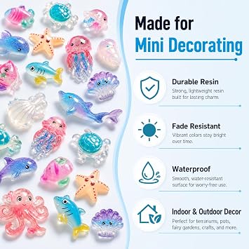 50PCS Mini Sea Animals, Mini Resin Animals, Fish Tank Decorations