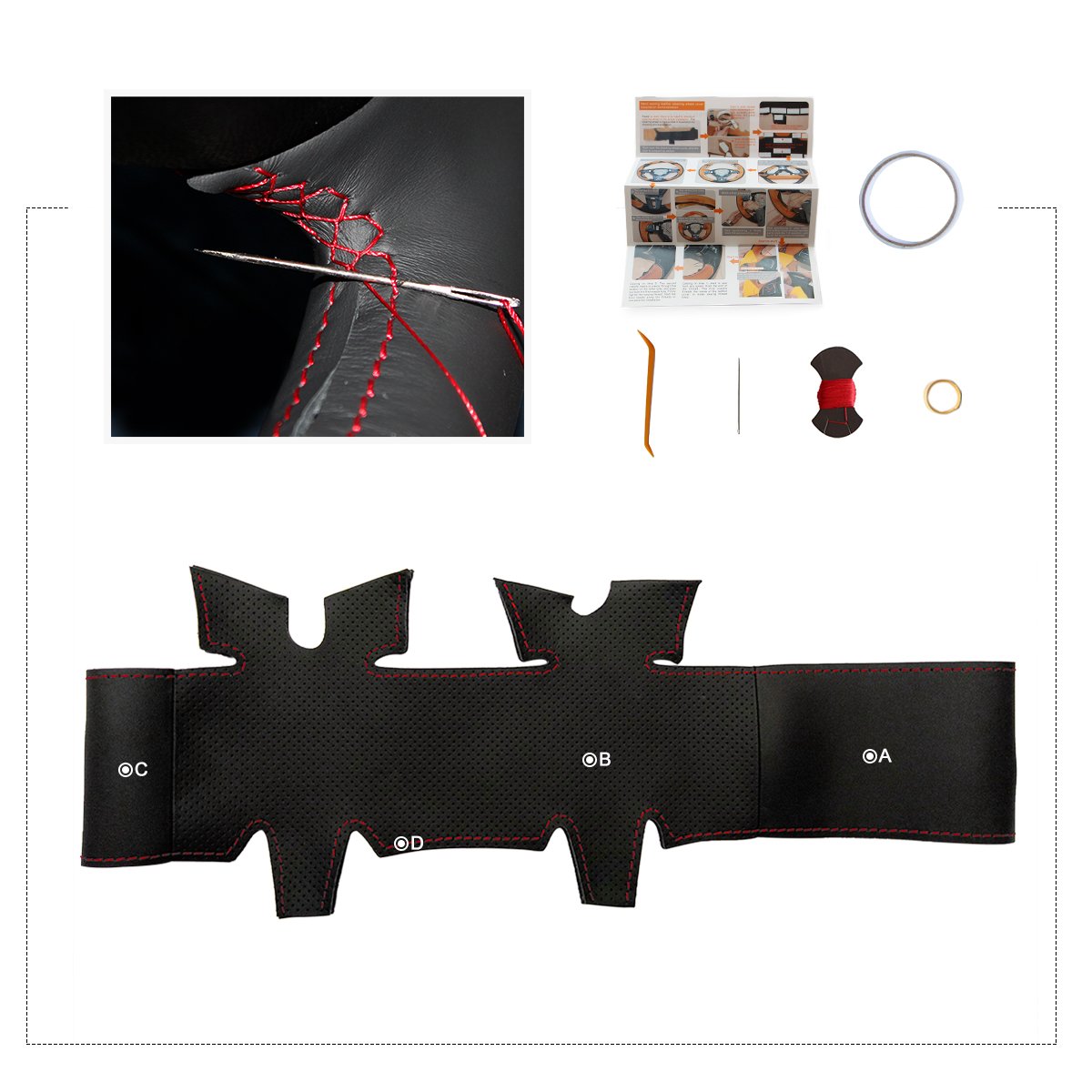 MEWANT Zwart Kunstleer Autostuurhoes voor Peugeot Boxer, Citroen Jumper, Relais, Fiat Ducato 2006-2019 en Ram Pro Master 2017-2020