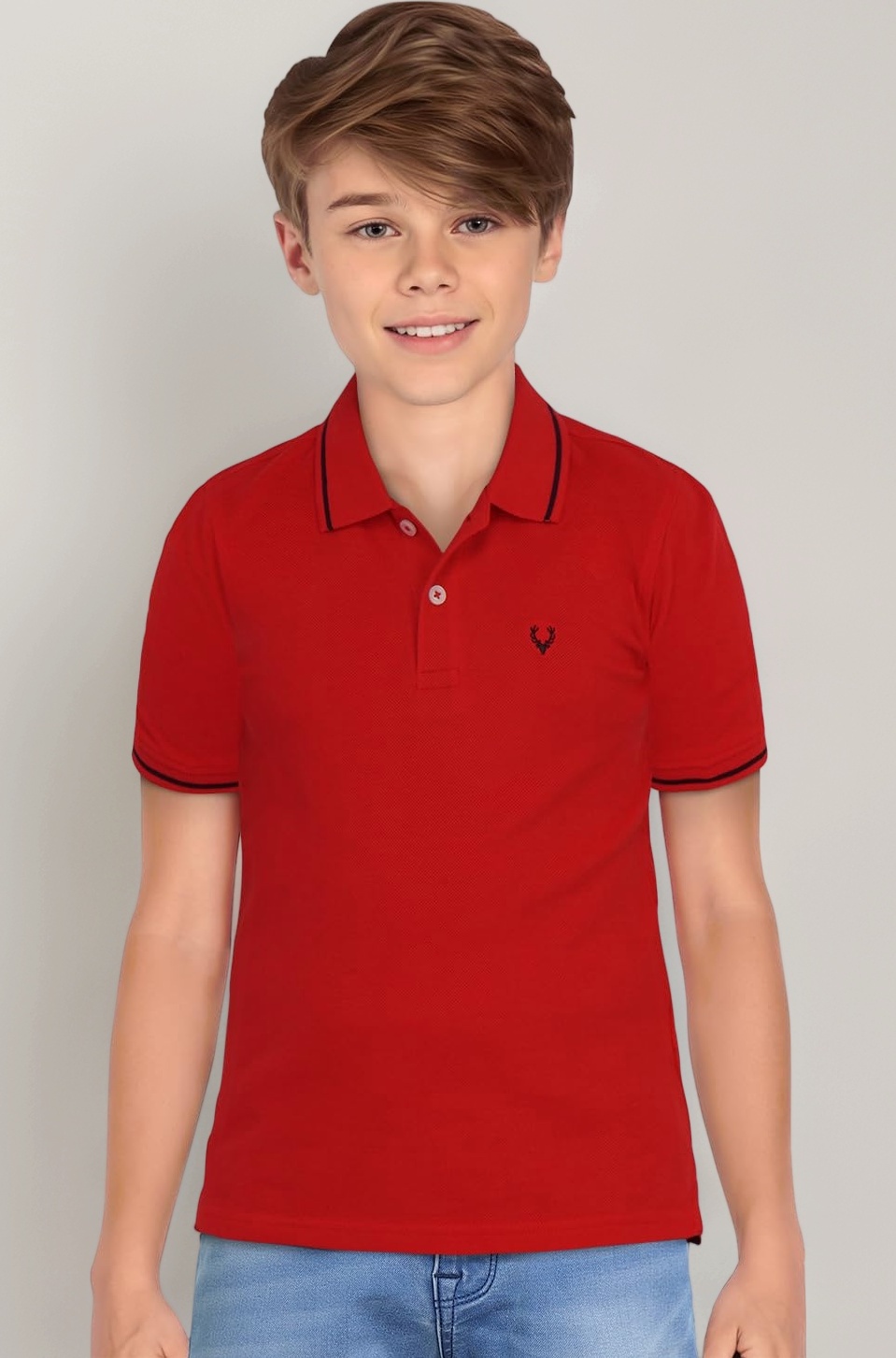 Boy's 100% Cotton Regular Fit Polo Collar Half Seelve T-Shirt