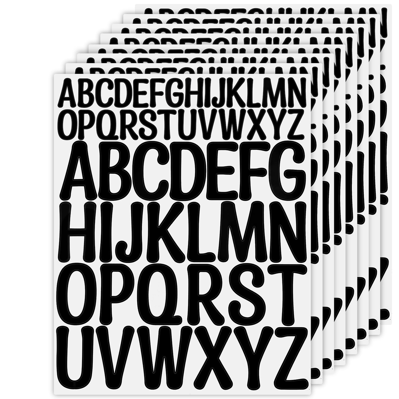 NISENTIA Letter Stickers, 416 Pieces/8 Sheets Self-Adhesive Letters Vinyl Stickers, Letters for Sticking, Adhesive Letters Weatherproof for Postbox, Signs, Address Number, DIY (Black)
