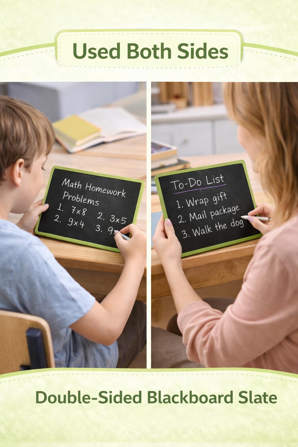 YAJNAS Double Sided Blackboard Slate Chalkboard Small Slate | Pre-Writing Toys for Kids, 7x9 Inch (18x23 cm), Learning Board with Colourful Frame, Educational Writing and Drawing Tool for Kids 1