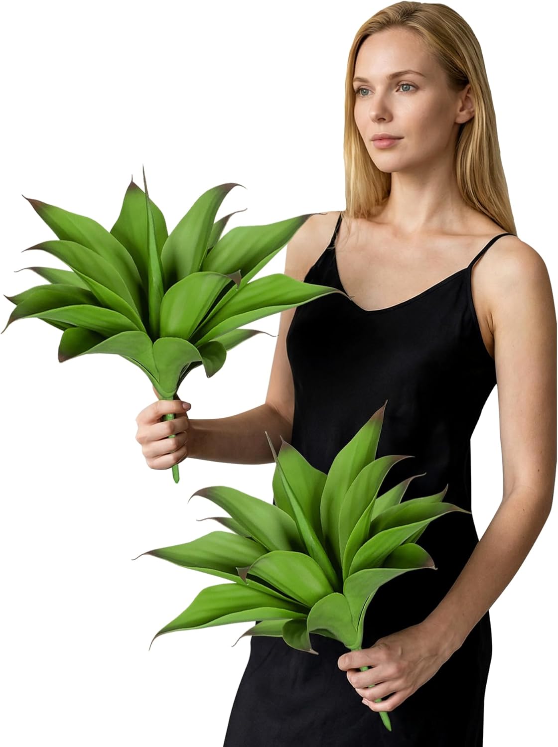 Fake Plants Artificial Agave Plants,Large UV Resistant Fake Agave Planters for Indoor and Outdoor Decorating Tropical Plant Succulents Greenery Indoor Decor13.8 (2Pack, Dark Green)