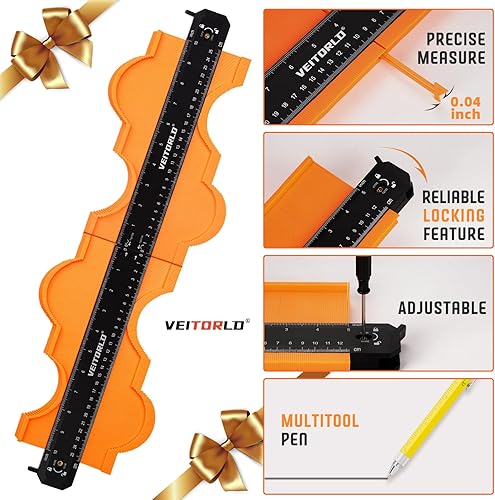 Miniatura 4 de VEITORLD Medidor de contorno conectable (10 + 10 pulgadas), duplicador de perfil con cerradura, día del padre, regalos de cumpleaños únicos para