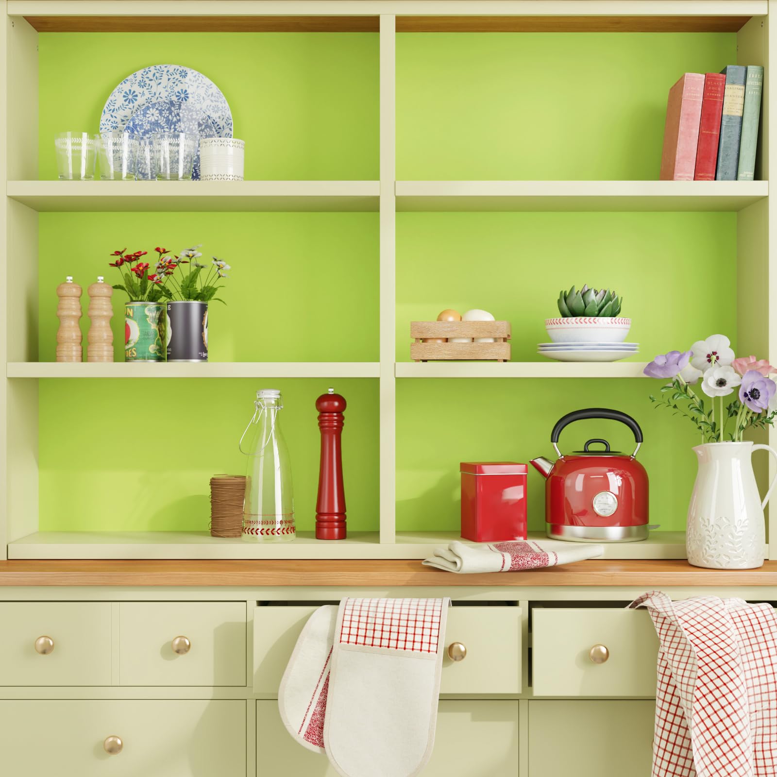 CRE8TIVE Papier Peint Autocollant Vert Vinyle Adhesif Mat