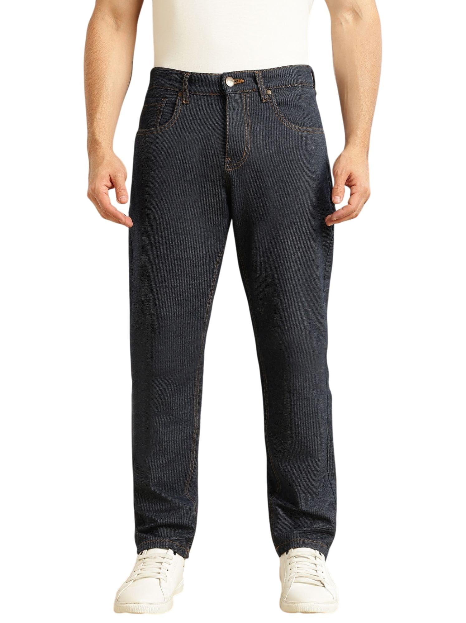 thomas scott Men Smart Slim Fit 4-Way Stretch Performance Jeans | Mid-Rise Dark Shade Denim | No Fade Clean Look | 5 Pocket Design-picture-27