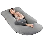 cauzyart Pregnancy Pillows for Sleeping, U Shaped Full Body Maternity Pillow with Removable Cooling Cover(Gray)