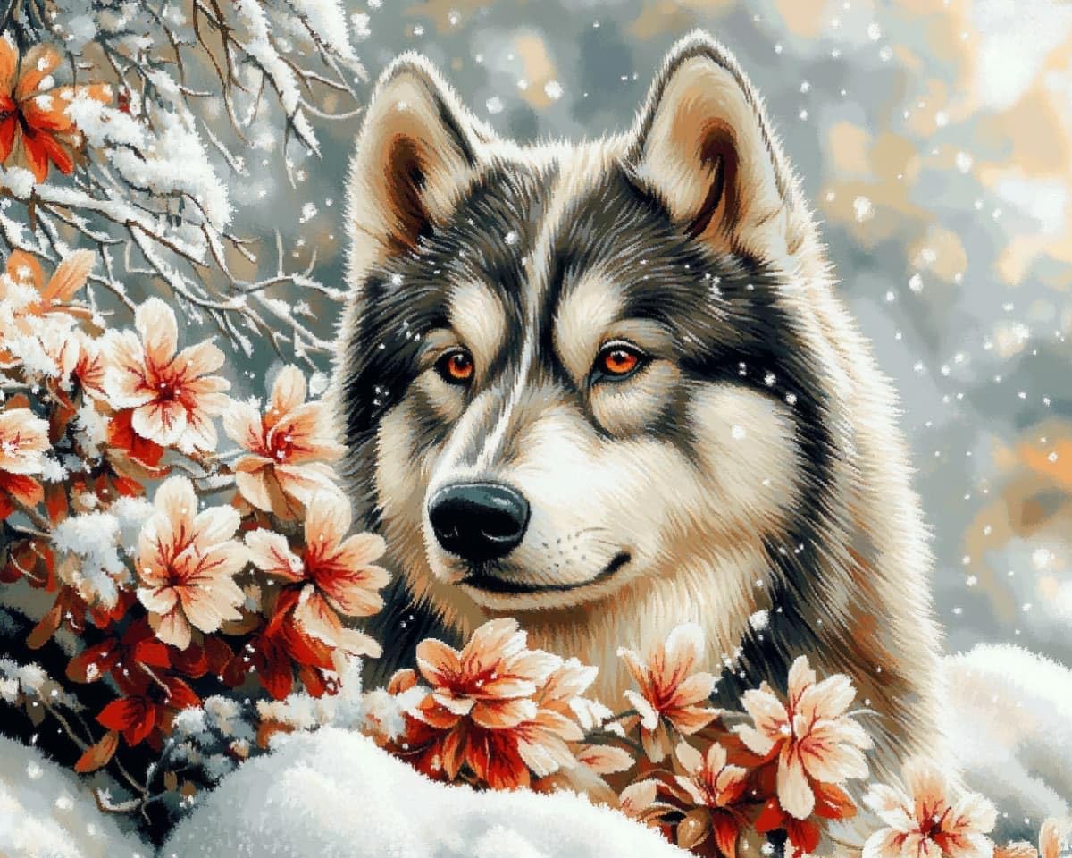 AxiangziK Stamped Cross Stitch Kits for Adults,Wolves in the Snow Beginners DIY Gift Embroidery Needlework Crafts Home Decor 16x20 inch Easy (11CT Pre-Printed)