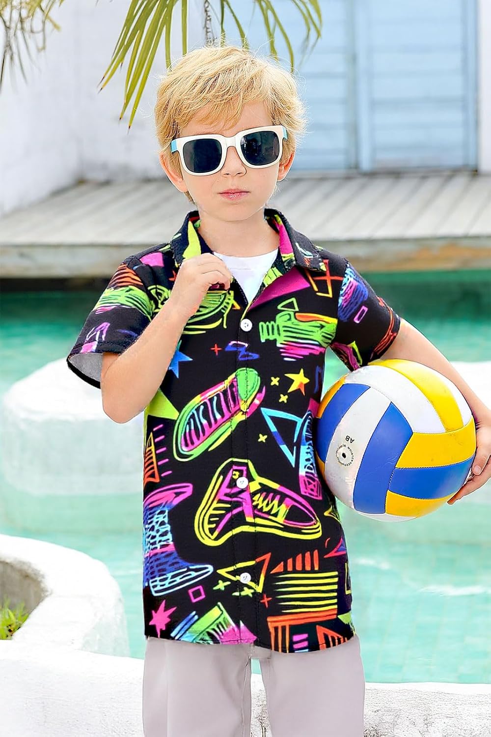 2-10T Boys Novelty Hawaiian Short Sleeve Button Down Dress Shirt - Image 3
