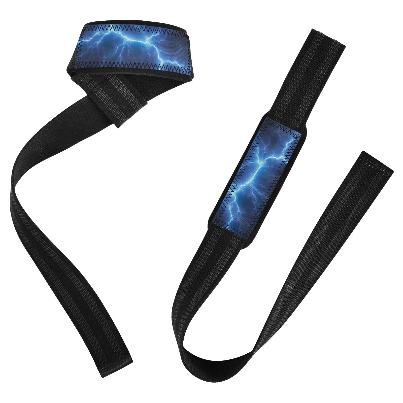 Nander Blue Lightning Wrist Straps for Weightlifting,Lifting Straps with Neoprene Cushioned Wrist Padded and Anti-Skid Silicone for Strength Training,Bodybuilding,Deadlifting