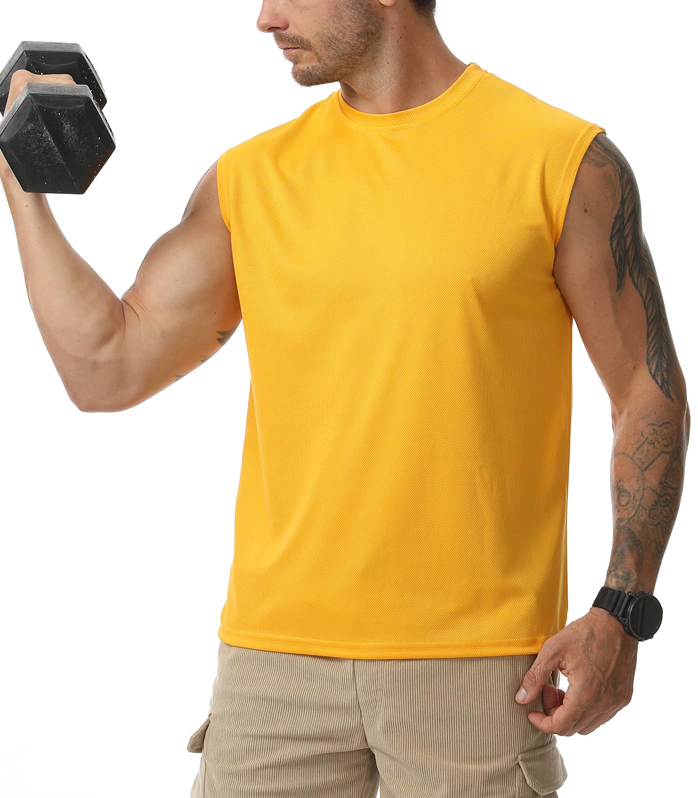Suwangi Camiseta sin mangas para hombre, 3 unidades, para gimnasio, atletismo, secado rápido, culturismo, entrenamiento, fitness, correr