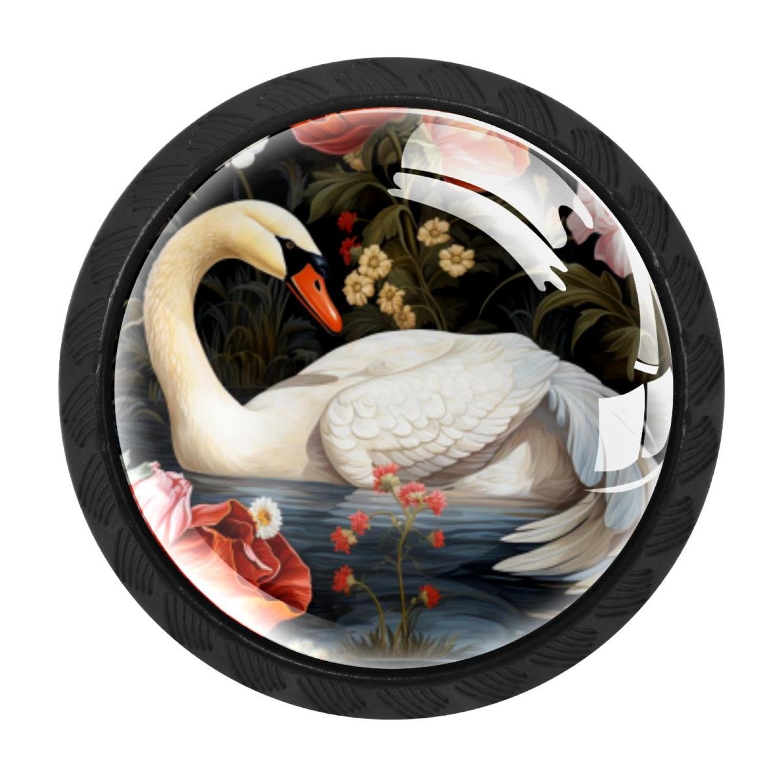 Chenzzzz Multicolored 09 Swan Colorful Drawer Pulls 4 Pcs Handle Glass Door Cabinet Knobs Home Office Kitchen Wardrobe Cupboard Hardware For Dresser Drawers
