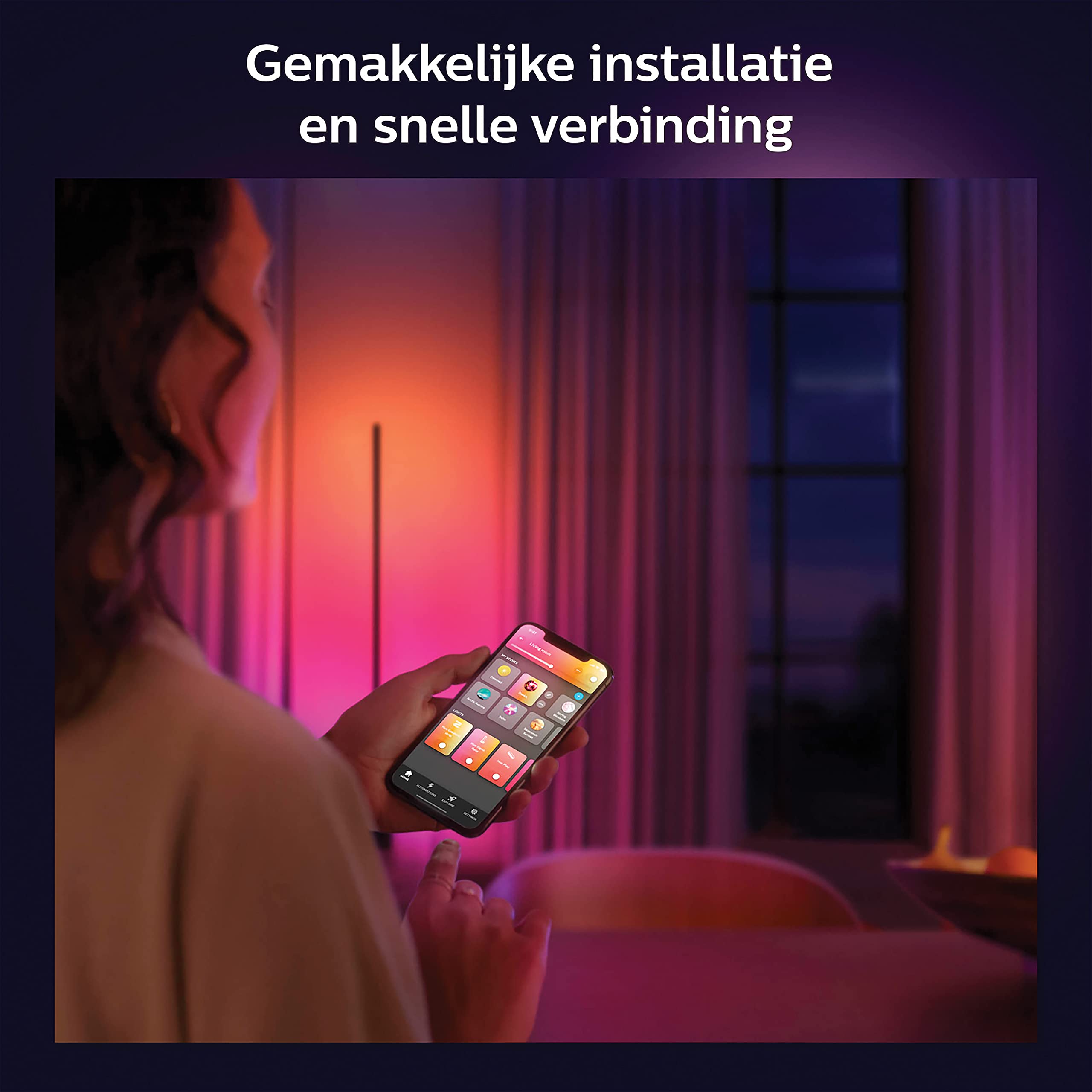 Philips Hue gradient Signe vloerlamp - wit en gekleurd licht - houtkleurig - Smart Gear Compare