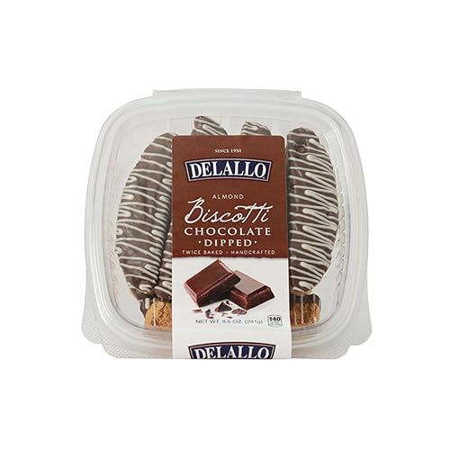 Miniatura 5 de DeLallo Galletas de biscotti bañadas en chocolate, receta italiana auténtica horneada dos veces, galletas toscanas totalmente naturales sumergidas