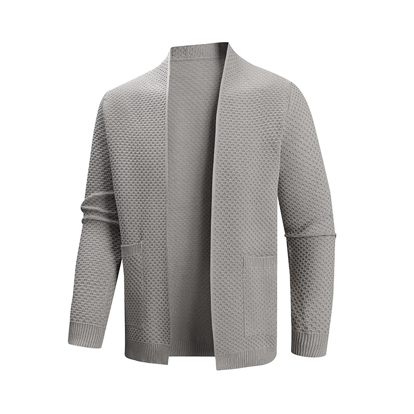 Strickblazer für Herren Offene Vorderseite Cardigan Pullover Herbst Winter Elegant Strickjacke Warm Bequem Sakko Schmale Passform Lässiger Sport Mäntel mit Taschen