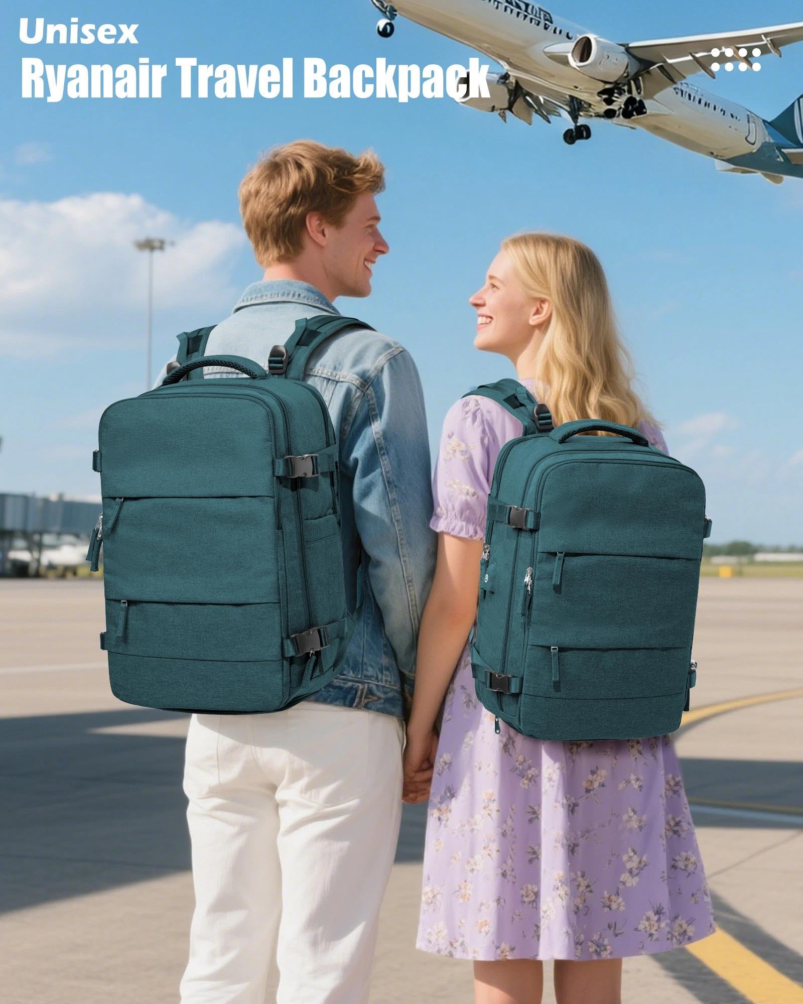 SZLX Zaino Ryanair 40x30x20 Sottovuoto con Pompa Zaino Ryanair 40x20x25 Donna Zaino da Viaggio Wizzair Bagaglio a Mano Uomo per Laptop da 14 Pollici Borse da Cabina 45x36x20 Easyjet con Porta Scarpe