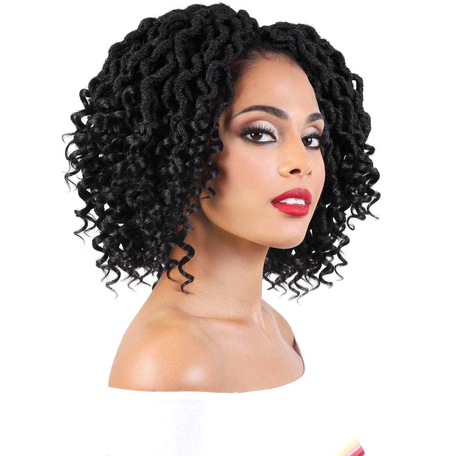 MULTI PACK DEALS! Motown Tress Synthetic Hair Crochet Braid 4X Curly Goddess Locs 9" (CCG.9M) (3-PACK, 1B)
