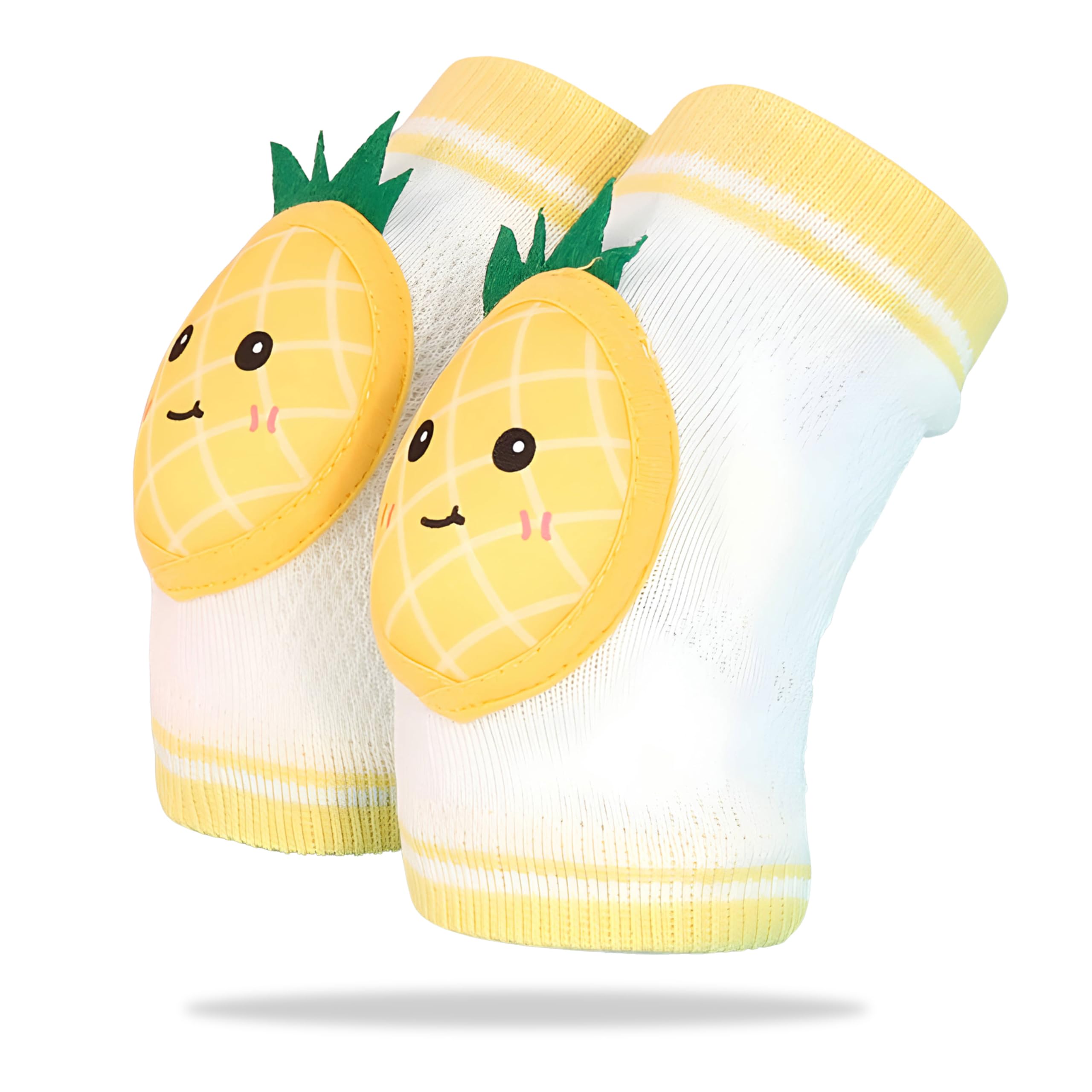 BEMBIKA Baby Kneepad Cute Pineapple Face, Baby Knee Pads for Crawling, Baby Knee Protector, Knee Cap for Kids for Safety Anti-Slip Padded Stretchable Elastic Soft Comfortable-(Cute Pineapple Yellow)-image-3