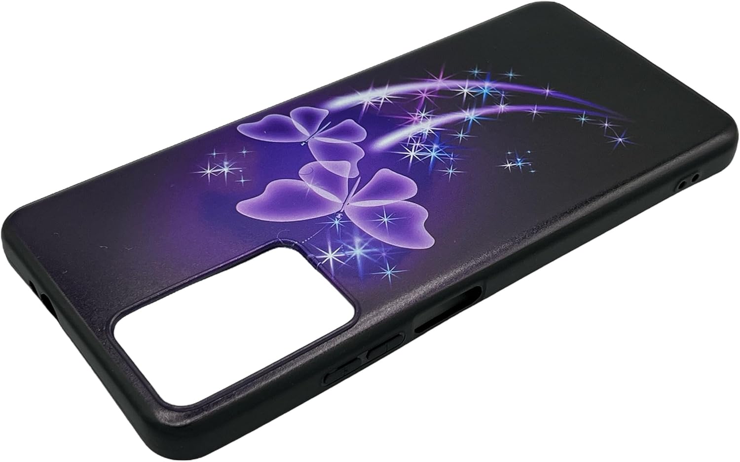 Close-up of the phone case showing precise cutouts for camera and ports
