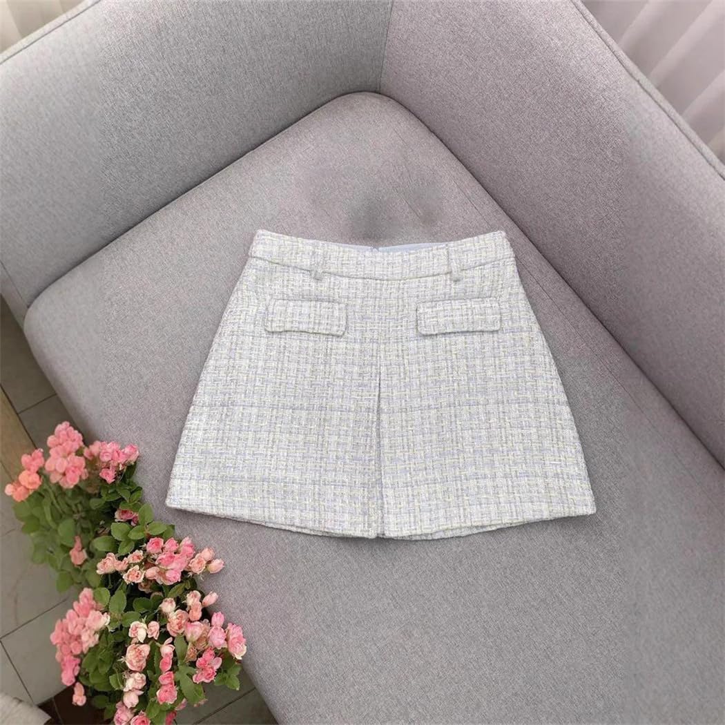 Women's Luxury Crystal Tweed 2 Piece Set Short Cardigan Jacket with Mini Skirt Office Outfit Suits