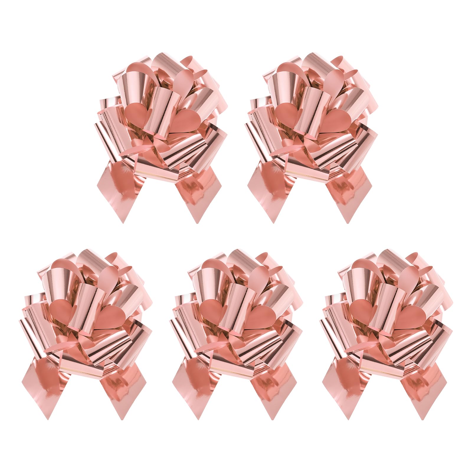 sourcing map 5Pcs 8 Inch Metallic Large Big Pull Bow Gift Wrapping Bows Ribbon for Wedding Car Baskets Presents Christmas Bow, Rose Gold