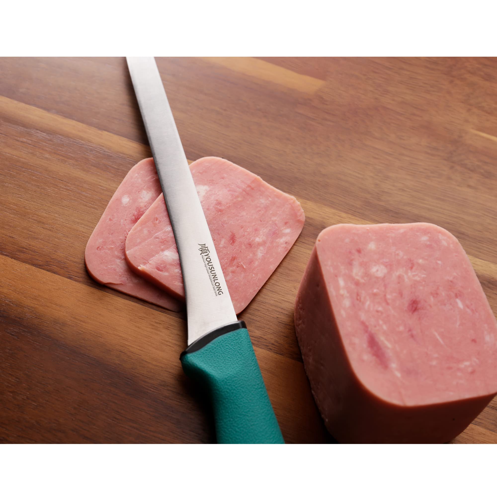 YOUSUNLONG Coltello per affettare Coltello da prosciutto 254 mm - Lama in acciaio al molibdeno ad alto tenore di carbonio - Affettatrice per prosciutto spagnolo - Impugnatura ergonomica e antiscivolo