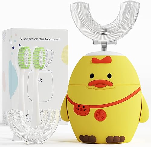 BH Cepillo de dientes eléctrico en forma de U para niños cepillo de dientes para niños de 2 a 6 años cepillo de dientes Sonic Kids con 4 cabezales