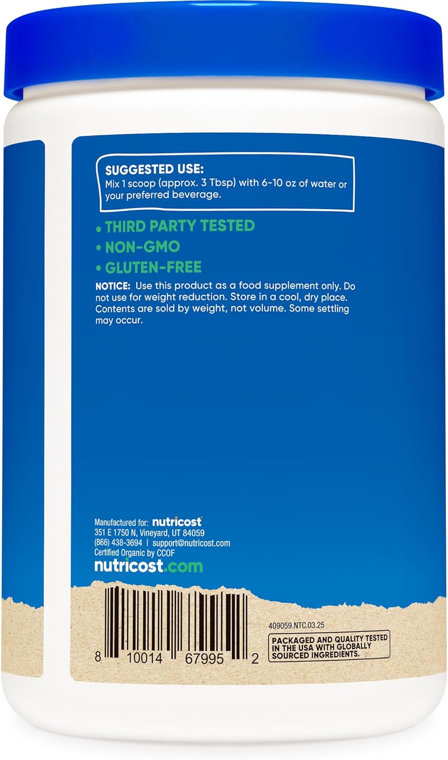 Nutricost Organic Egg White Protein Powder 8oz (Unflavored) - 15 Grams Protein Per Serving, GMO-Free, Gluten Free
