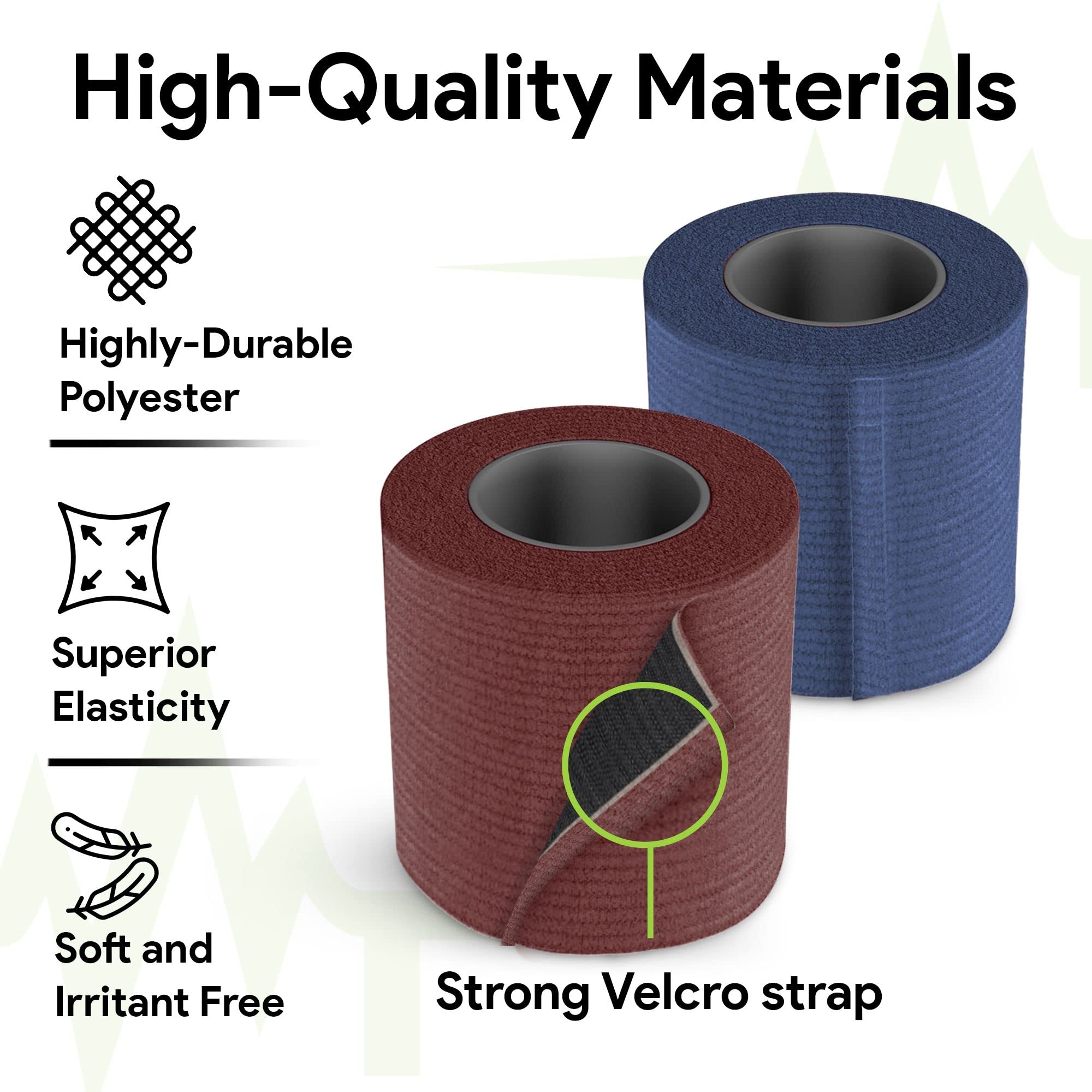 Elastische Bandage für Wunden, Selbstverschluss – 7,6 x 457,2 cm Kompressionsbandage Medizinische Wrap – (2) Atmungsaktiv & feuchtigkeitsbeständig, elastische Wickelbandagen für Fuß-, Bein-, Arm- und
