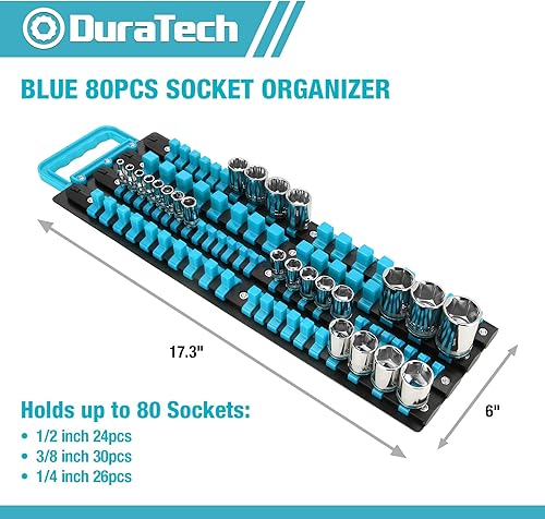 Miniatura 2 de DURATECH Organizador de Dados, Soporte Portátil de Dados de 80 Piezas con Mango, Bandeja de Dados ABS para Montaje en Pared y Carro de Herramientas,