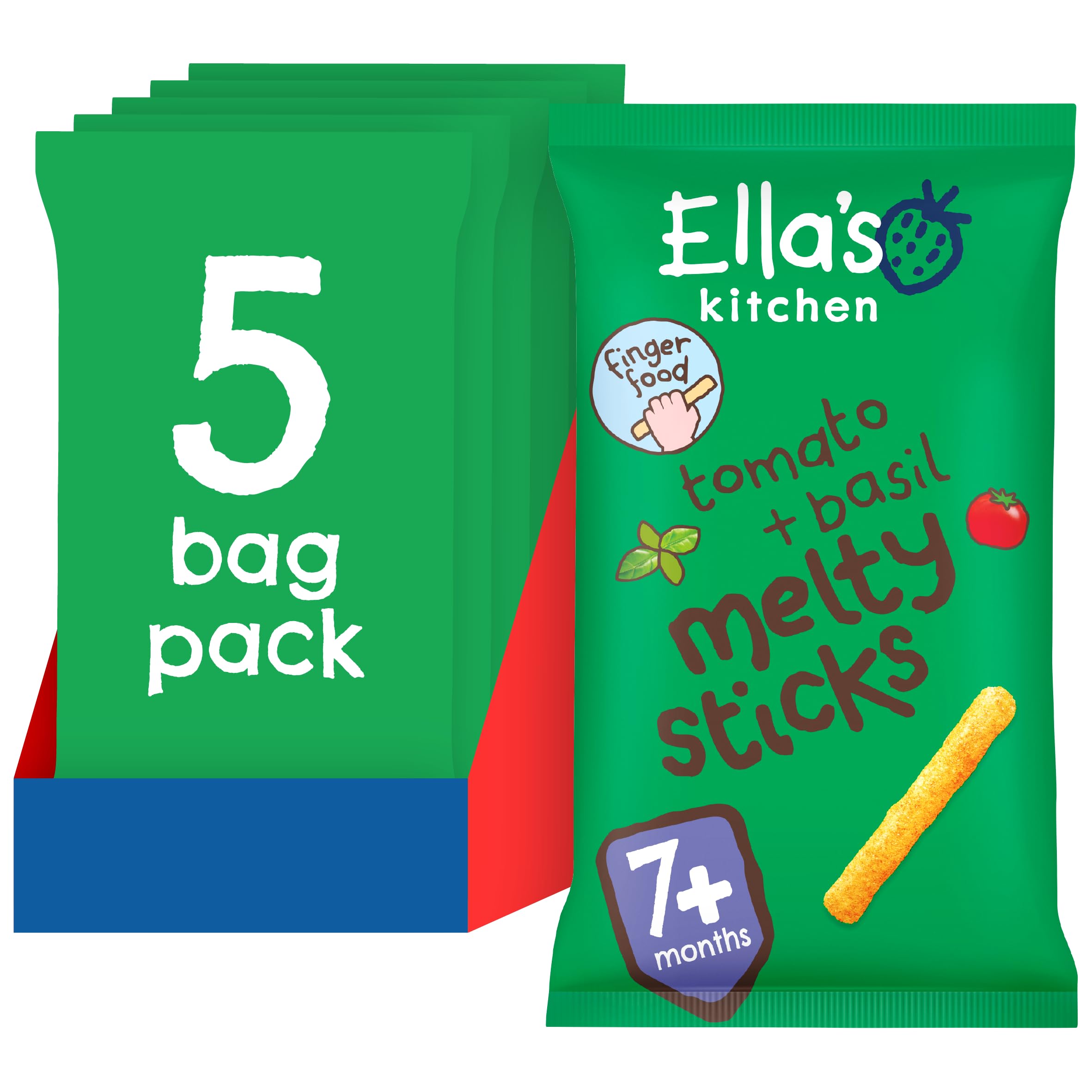 Ella's Kitchen Organic Tomato & Basil Melty Sticks 7+ Months, Pack of 5, 80g
