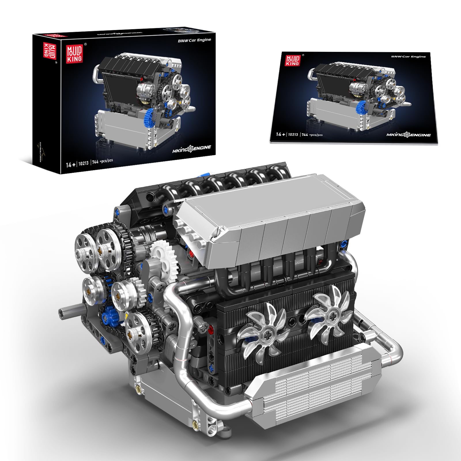 Mould King 10213 Car Engine Building Blocks Model, 744 Pieces Engine Model Kit Building Block Set as Toy/Gifts/Collectibles, suitable for ages 14+