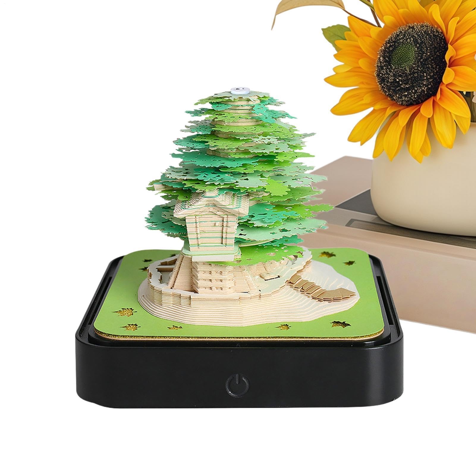 Generisch 3D Kalender - und Hausmotiv Kunstvolle Statuen-Deko | mit transparenter Staubschutzhaube Abreiß- -Notizblock-Skulptur Für Zeitplanung Lesezeichen Lehrer Schüler tägliche