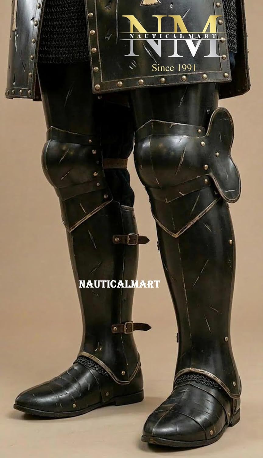 Medieval Black Templar Knight Full Armor Suit | Handcrafted Steel Plate for LARP, Cosplay & Collectors Royal Crusader Knight Full Armor Set | Wearable 18-Gauge Steel Body Armour with Cape & Shield