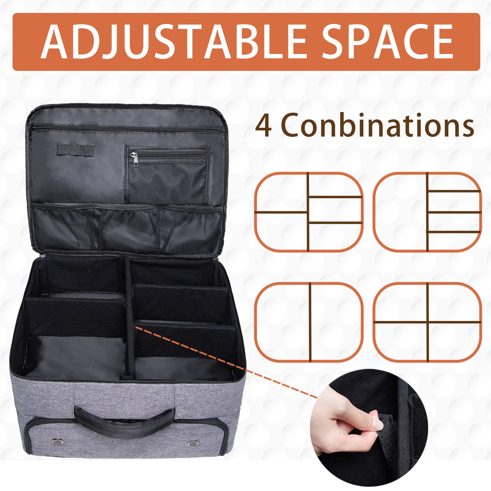 MAQTOIZ Golf Trunk Organizer 2 Layer, Car Golf Organizer with Ventilated Compartment for 2 Pair Shoes, Golf Trunk Storage Locker for Golf Accessories, Balls, Tees, Clothes, Gloves, Golf Gifts for Men