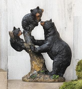 BLACK FOREST DECOR Climbing Lesson Bear Sculpture 8" Wx3 1/2" Dx9 1/5" H