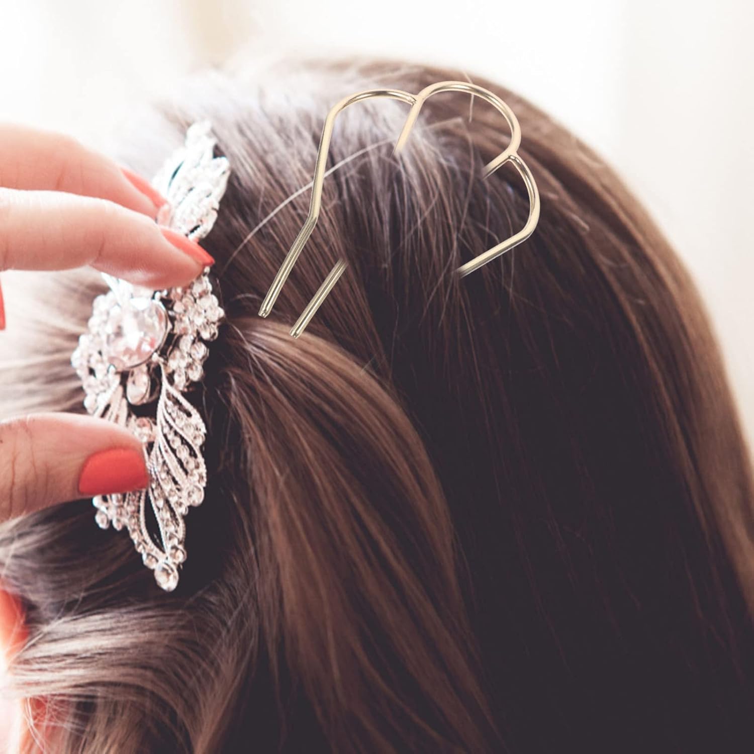 BESTOYARD 2pcs U Shaped Hair Fork Side Fork Style Hairpin 4 Prong Hair Updo Bun Hairpin Sticks Alloy Hair Clips Grips Hair Styling Accessories for Women Girls : Beauty & Personal Care