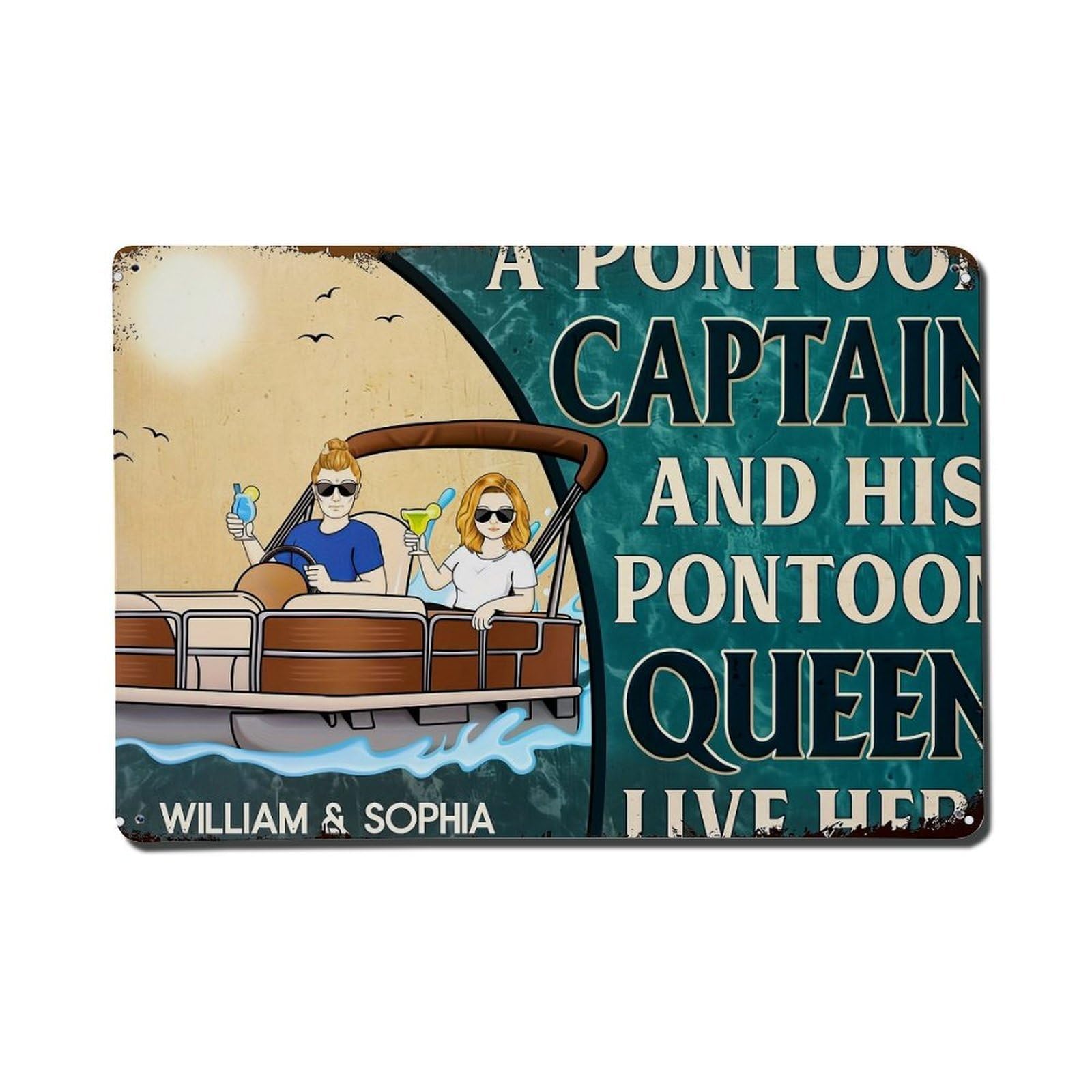 Jdfenggu Vintage Pontoon Captain And His Retro Metal Tin Sign, Metal Poster For Bar, Home, Man Cave, Kitchen, Laundry Room Art Decor 8X12 Inch